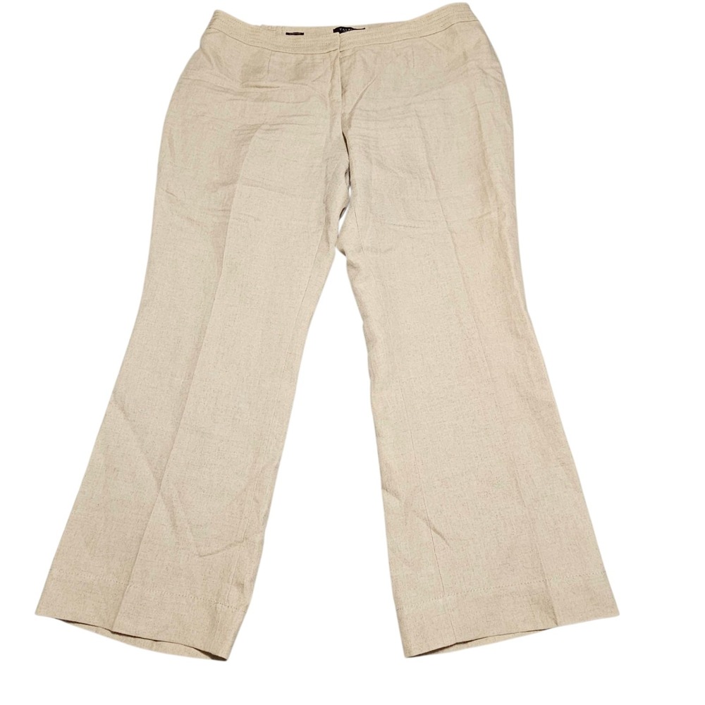 Talbots Signature Pant PETITE Size 16 100% Linen Beige Fully Lined‎ Straight Leg